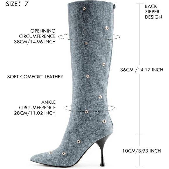 Women's Denim Blue Suede Detachable Snap-off Panel Fold Over Fall Shark Boots - Picture 6 of 8
